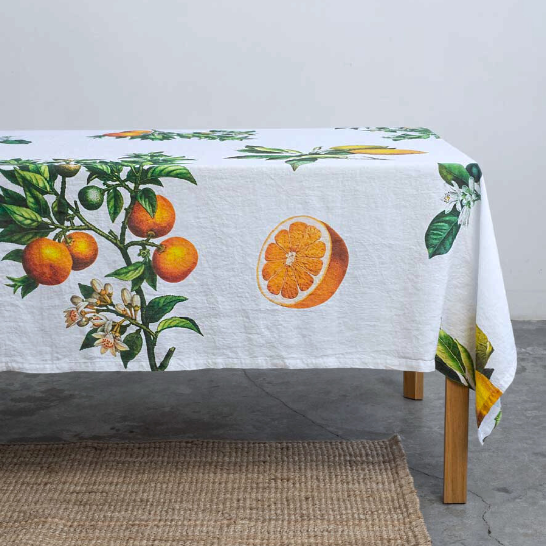 Linen Table Cloth - Citrus Design