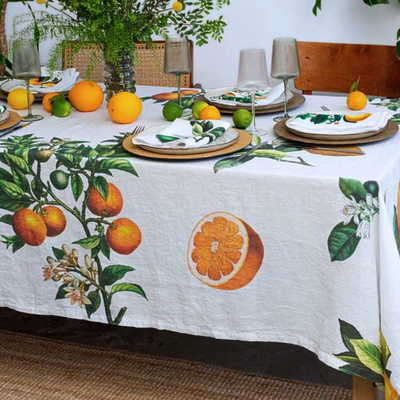 Linen Table Cloth - Citrus Design