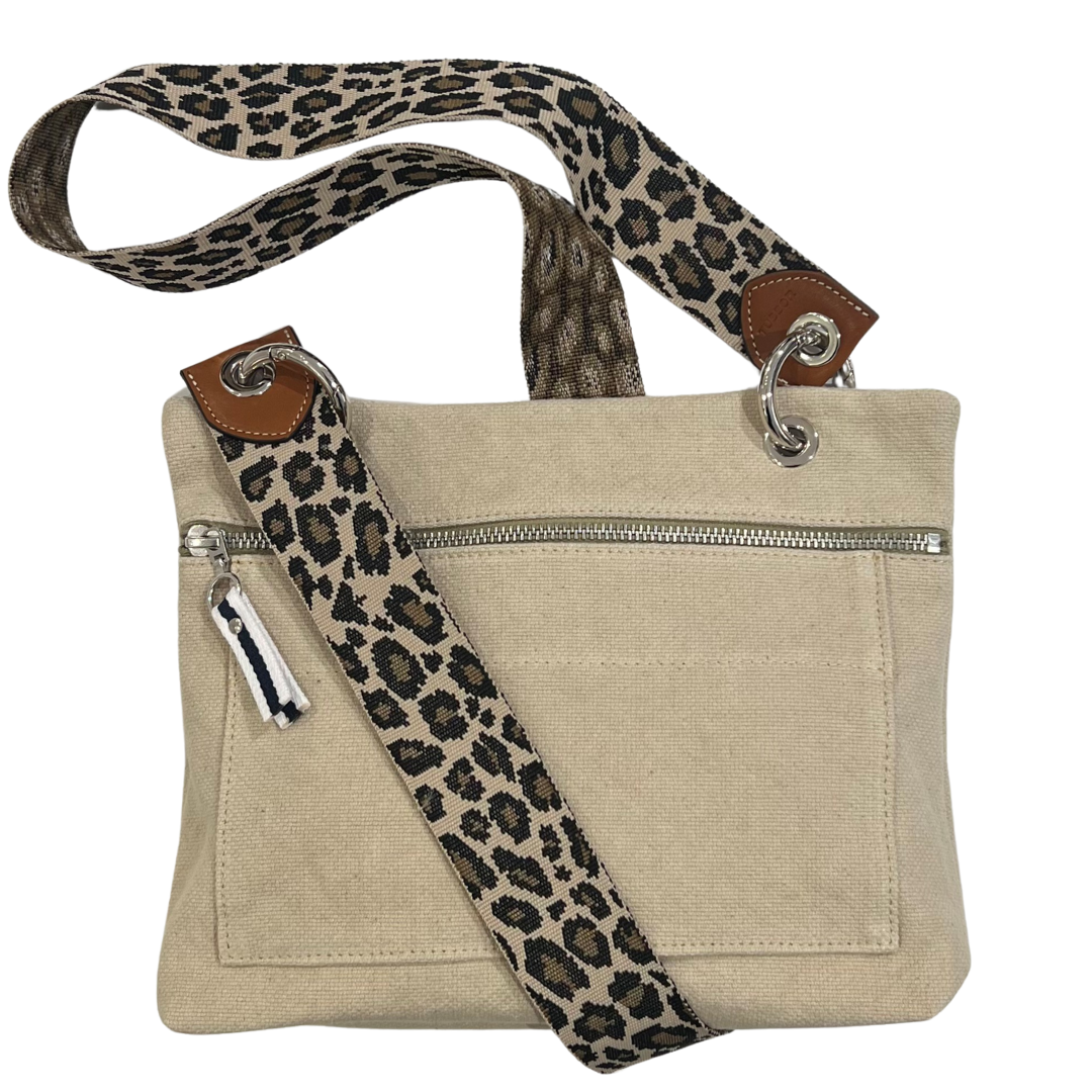 Canvas Cross Body Bag - Beige