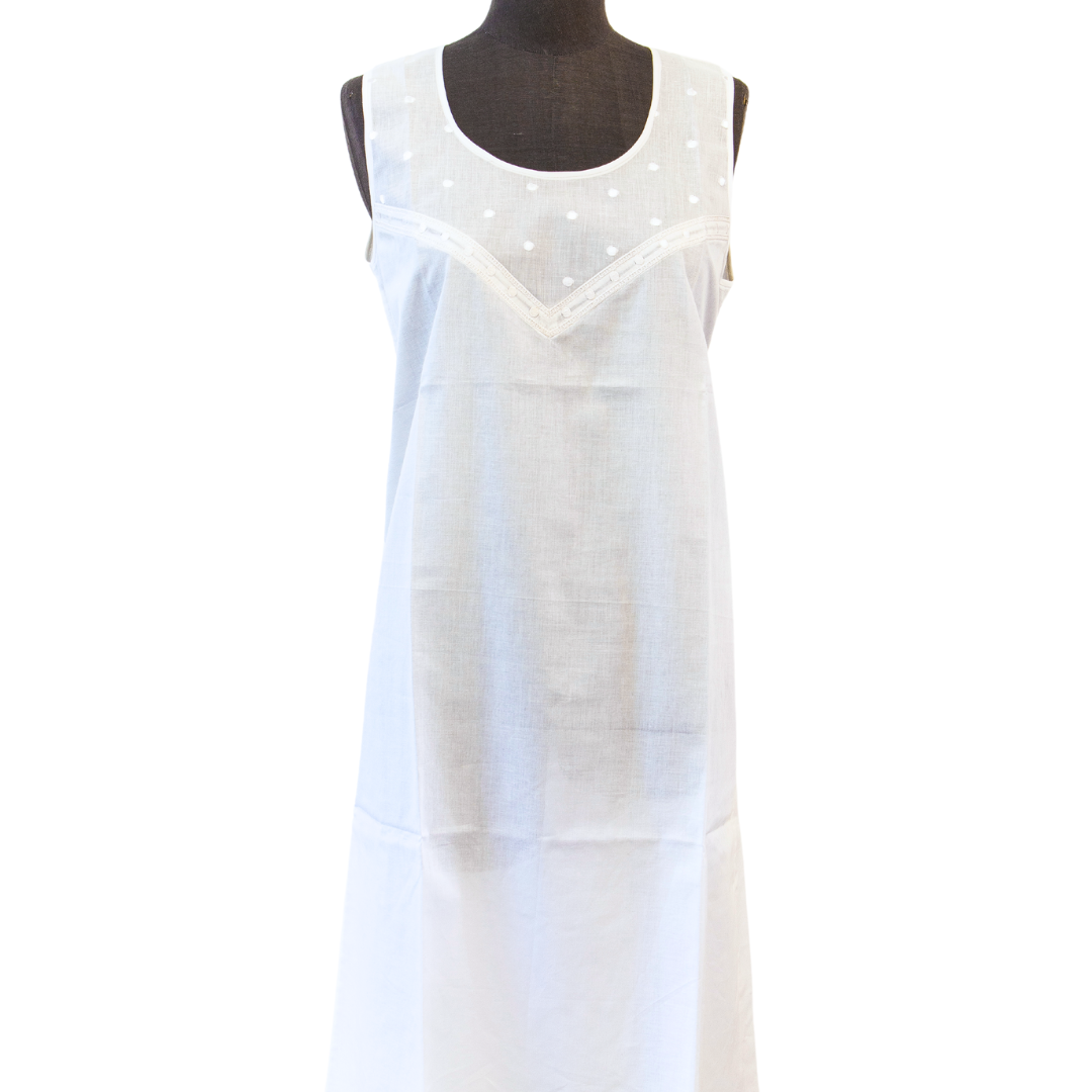 Sleeveless Nightie - White Dot Insert