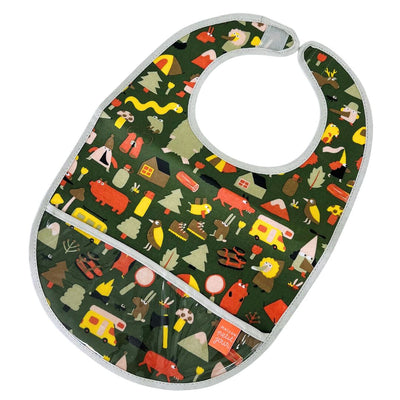 L'Aventure  - Green Coated Cotton Bib