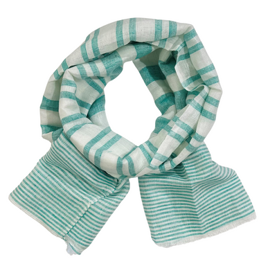 Scarf - Linen Stripe Bright Green #1