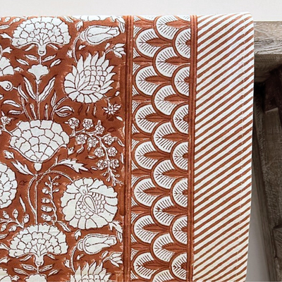 Block Print Tablecloth - Floral Terracotta