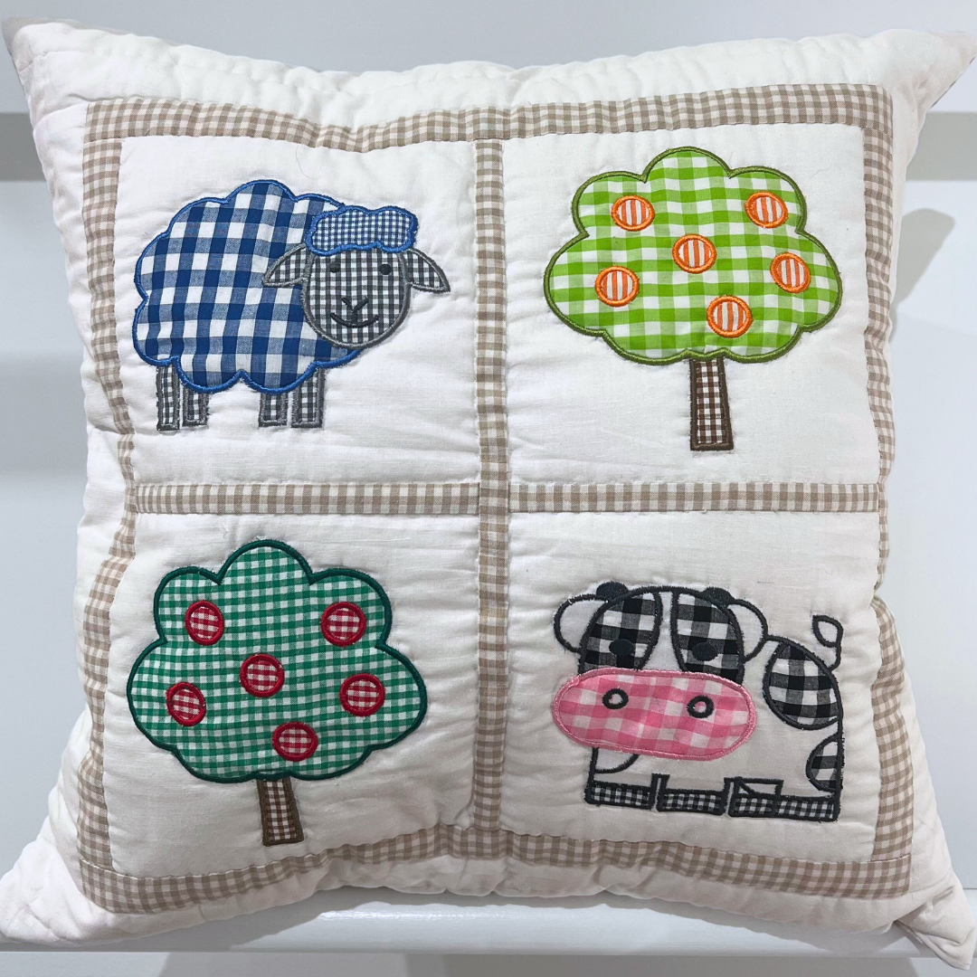 Quilted Cushion Cover - Farm Cushion #3