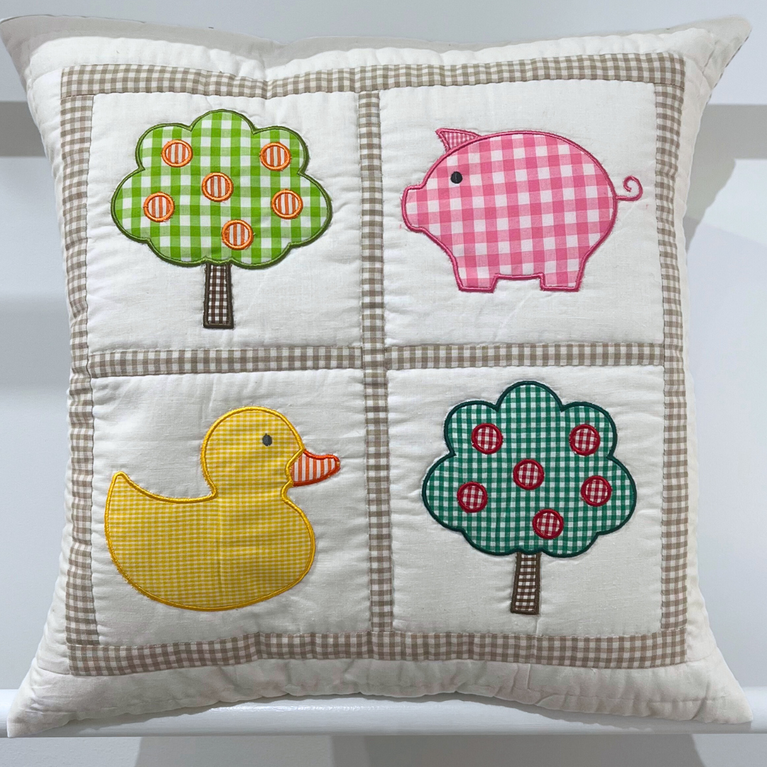 Quilted Cushion Cover - Farm Cushion #2