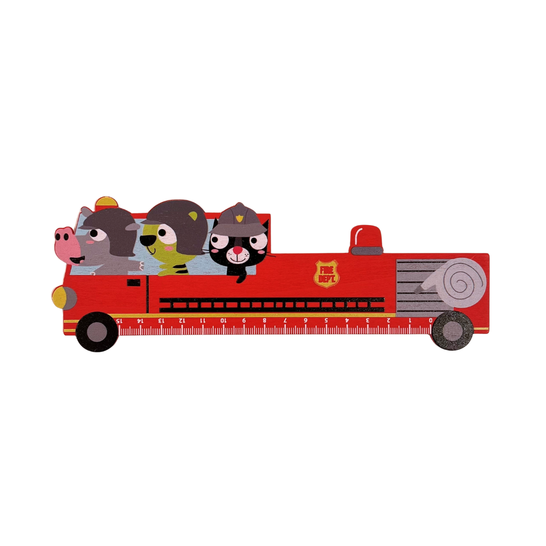 Wooden Ruler - Fire Truck