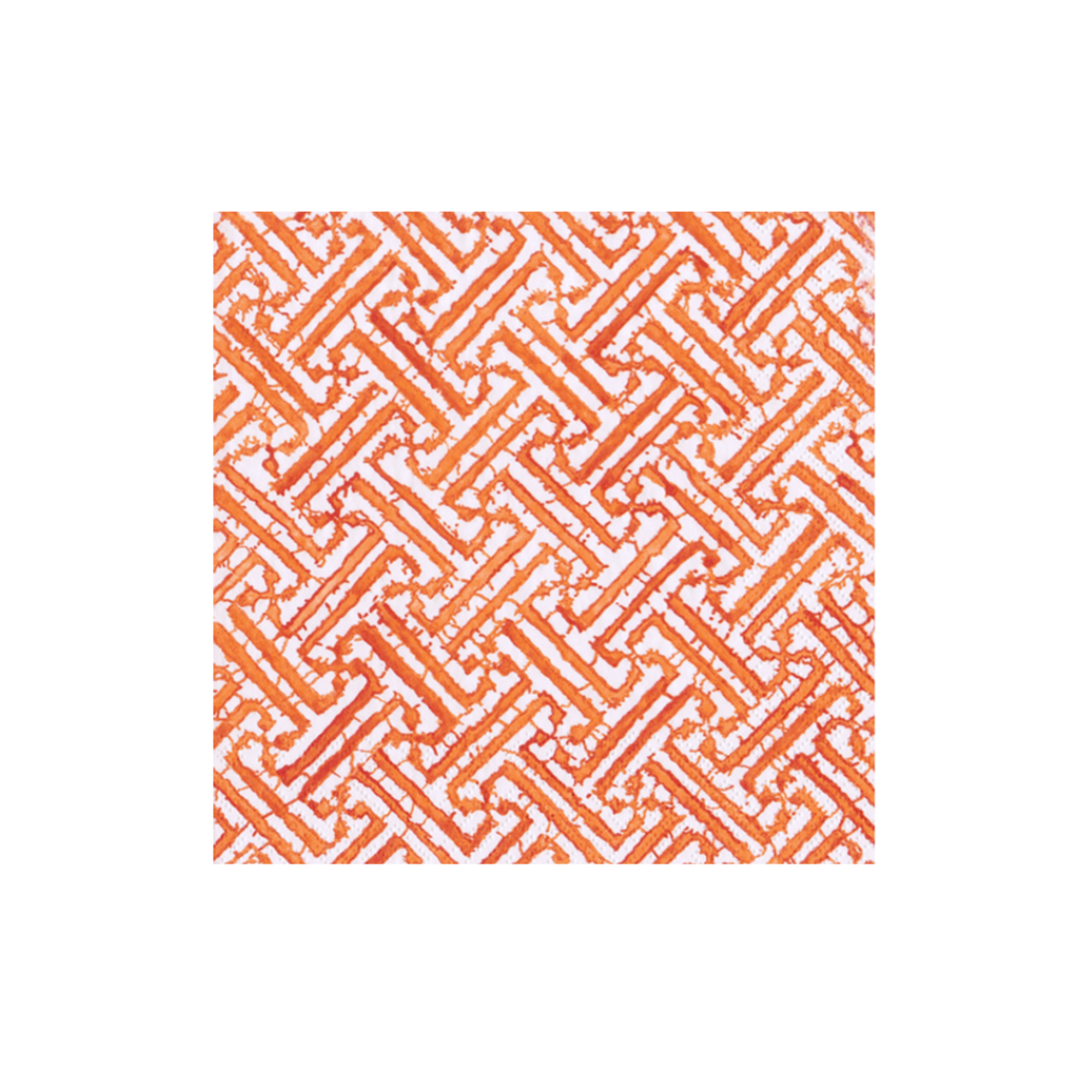 Cocktail Serviette - Orange Fretwork