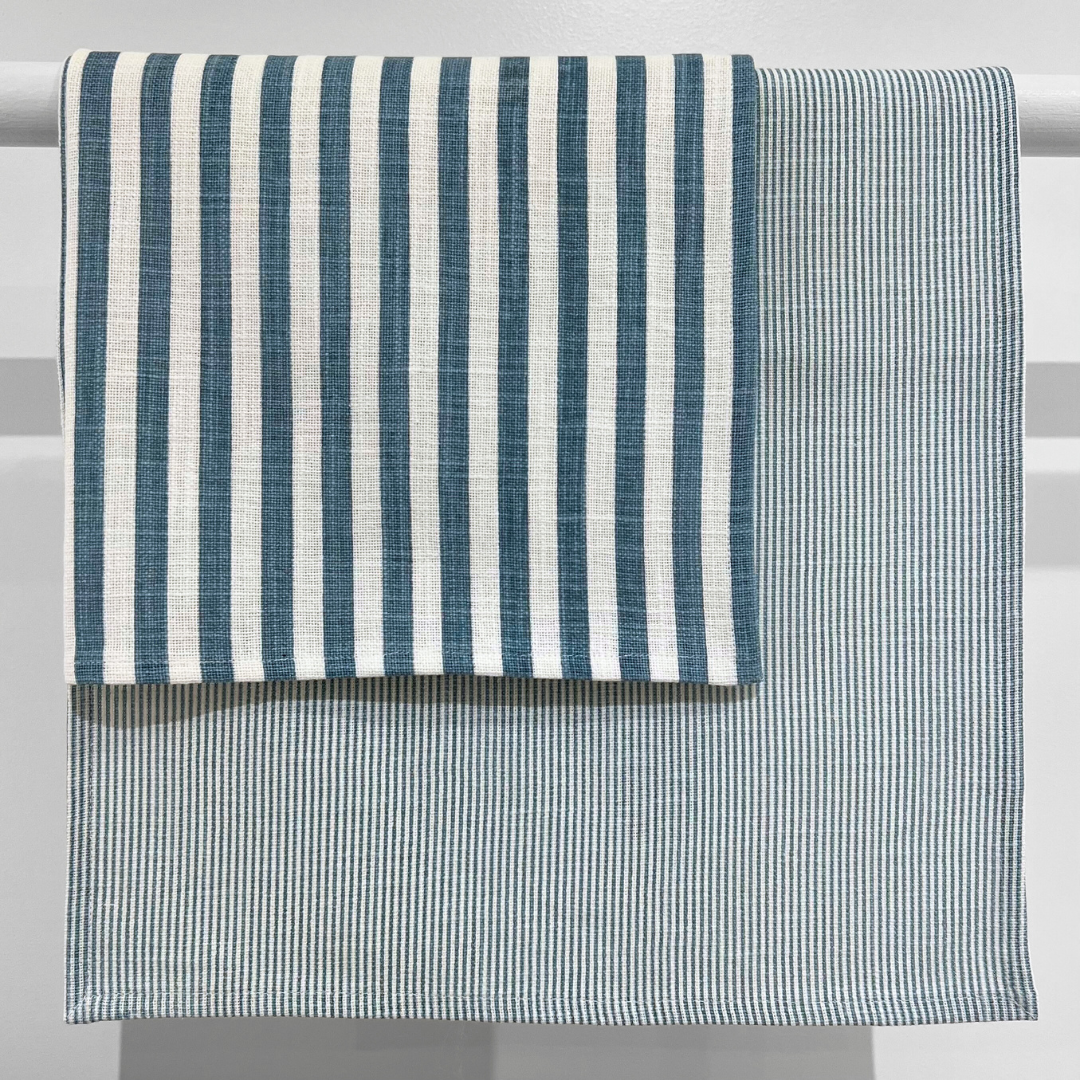 Cotton Fine Stripe Placemat - Light Blue