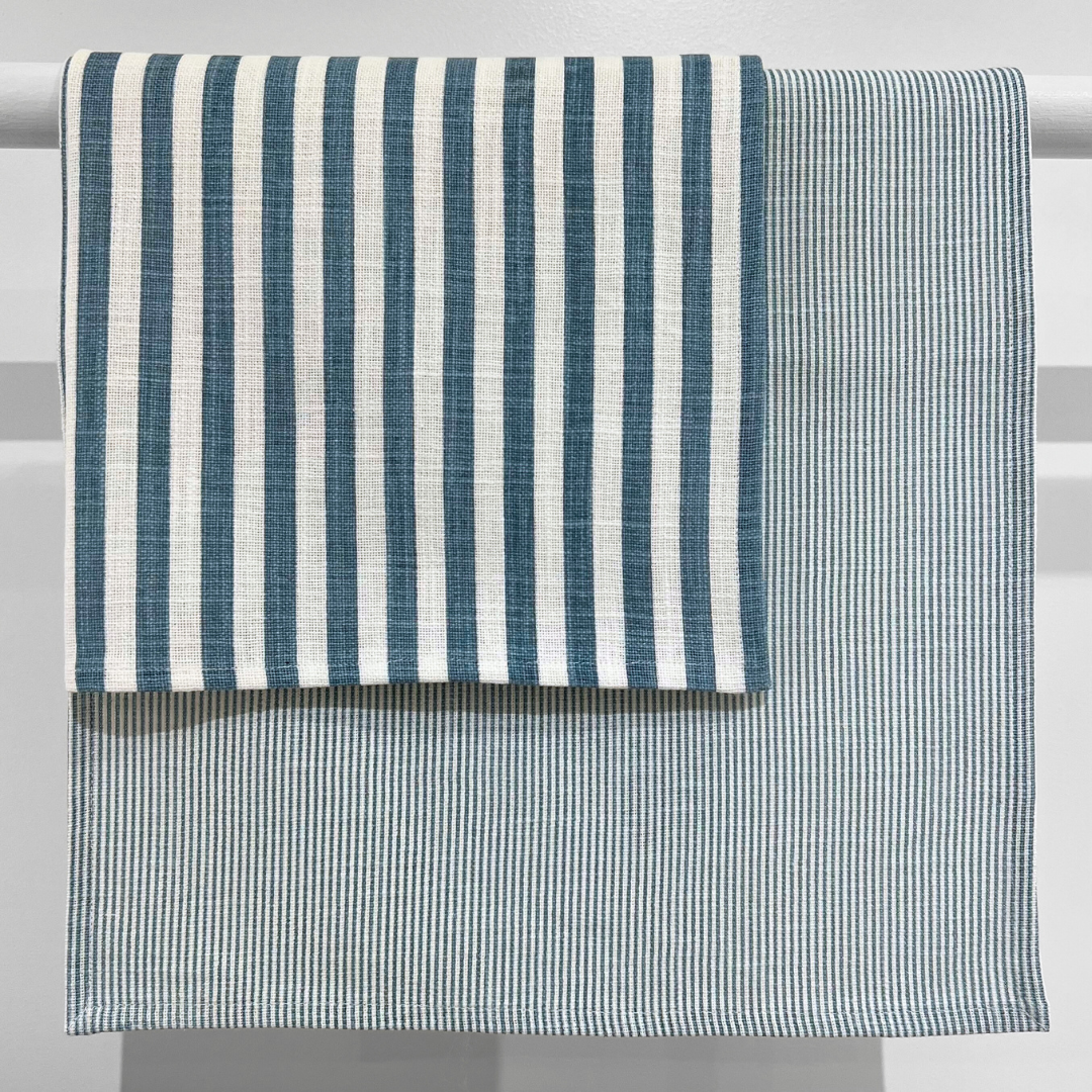 Cotton Stripe Napkin - Light Blue
