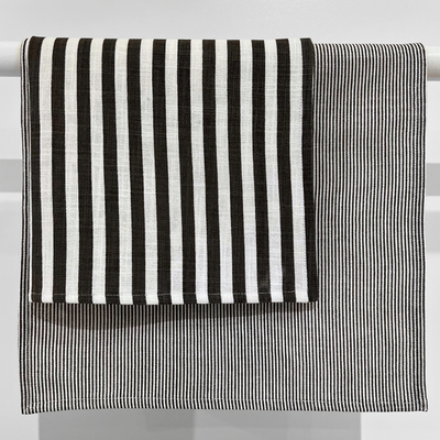 Cotton Fine Stripe Placemat - Charcoal