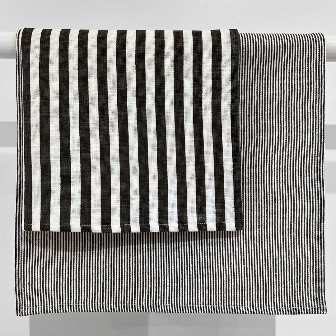 Cotton Stripe Napkin - Charcoal