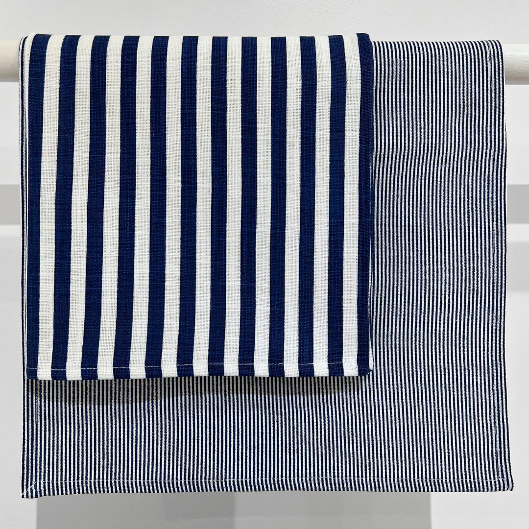 Cotton Stripe Napkin - Navy