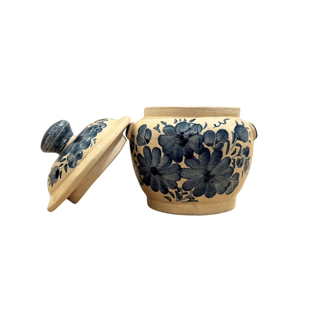 Small Ceramic Jar - #3 Blue Flower