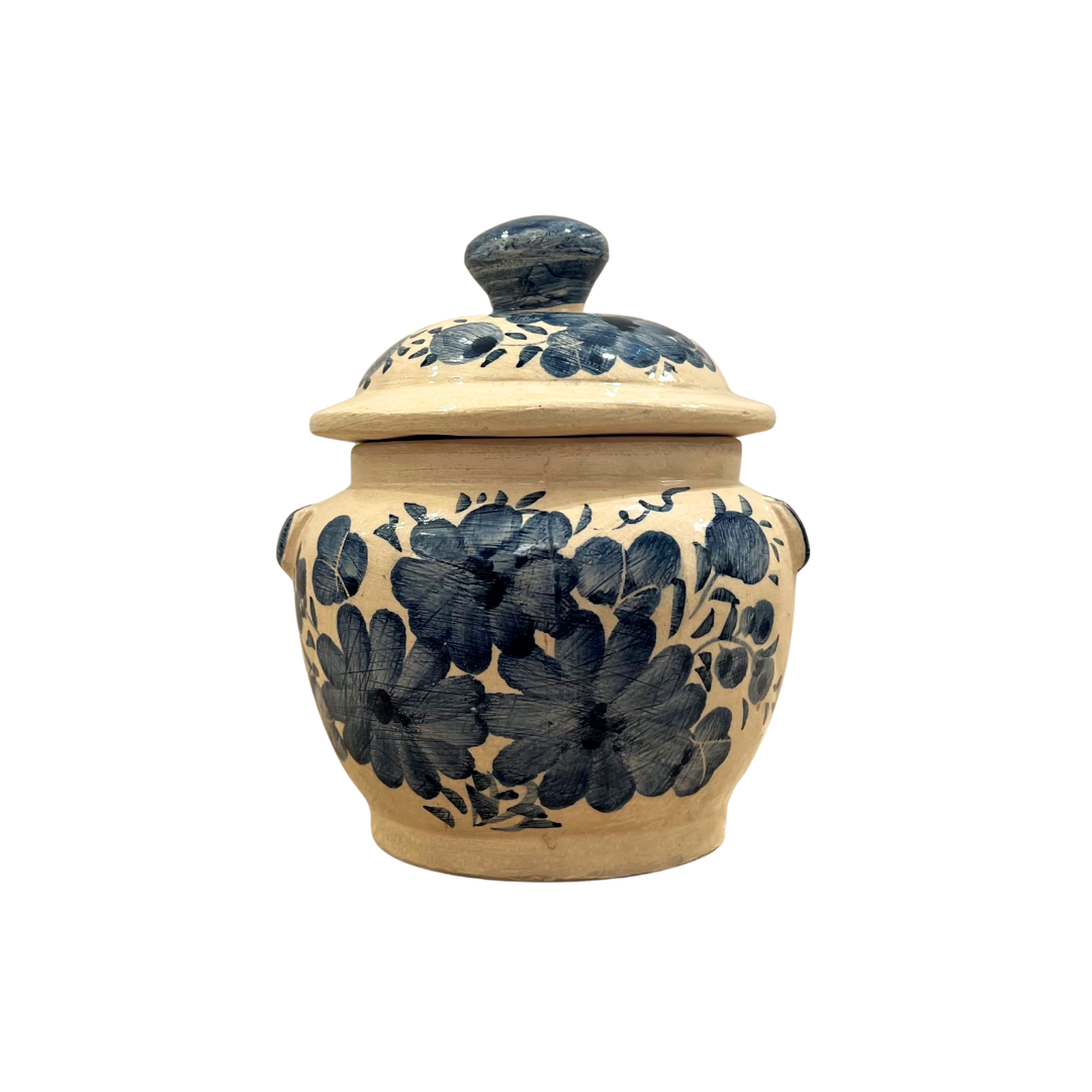 Small Ceramic Jar - #3 Blue Flower