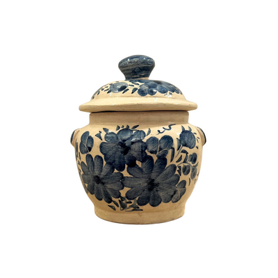 Small Ceramic Jar - #3 Blue Flower