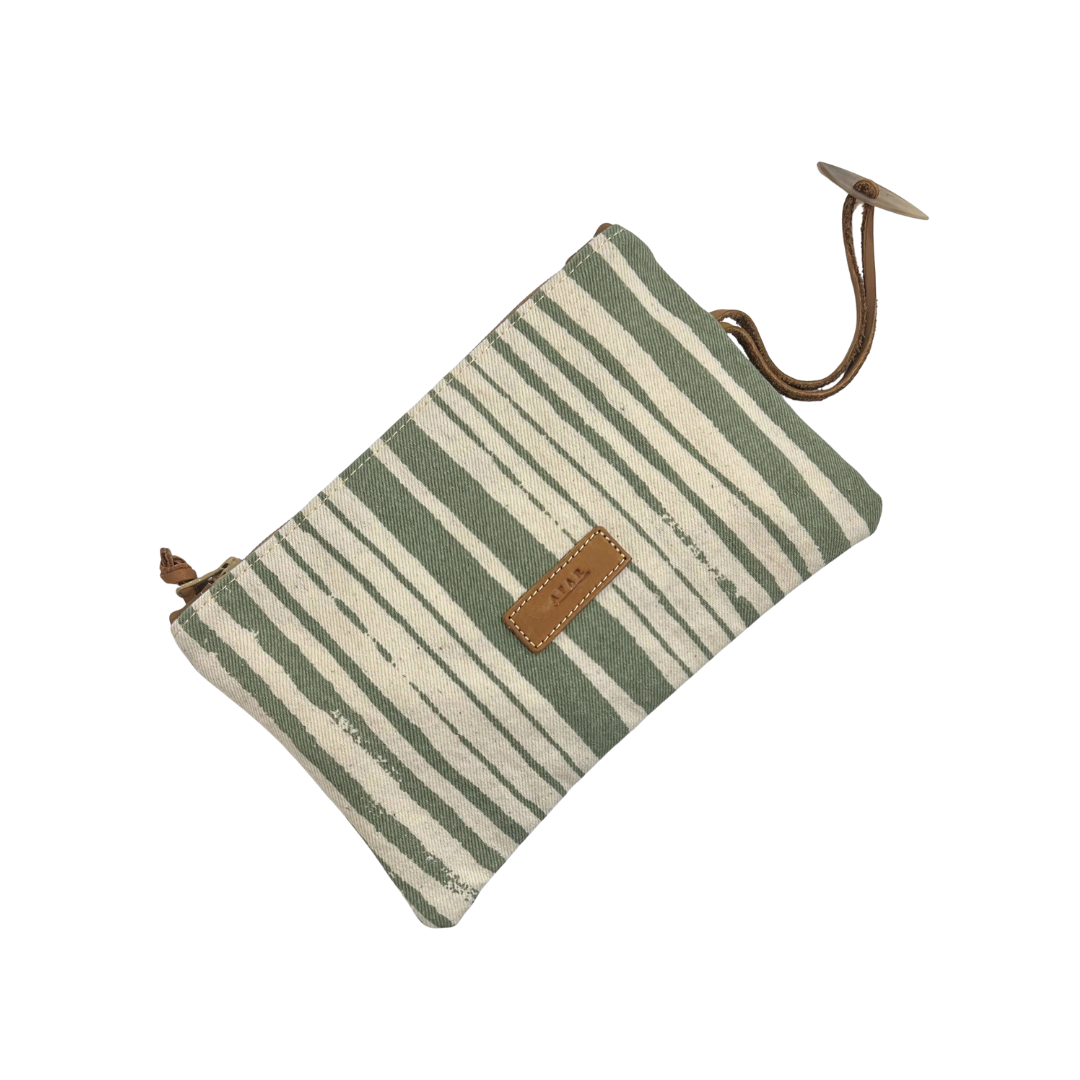 Canvas Pouch - Green Lines