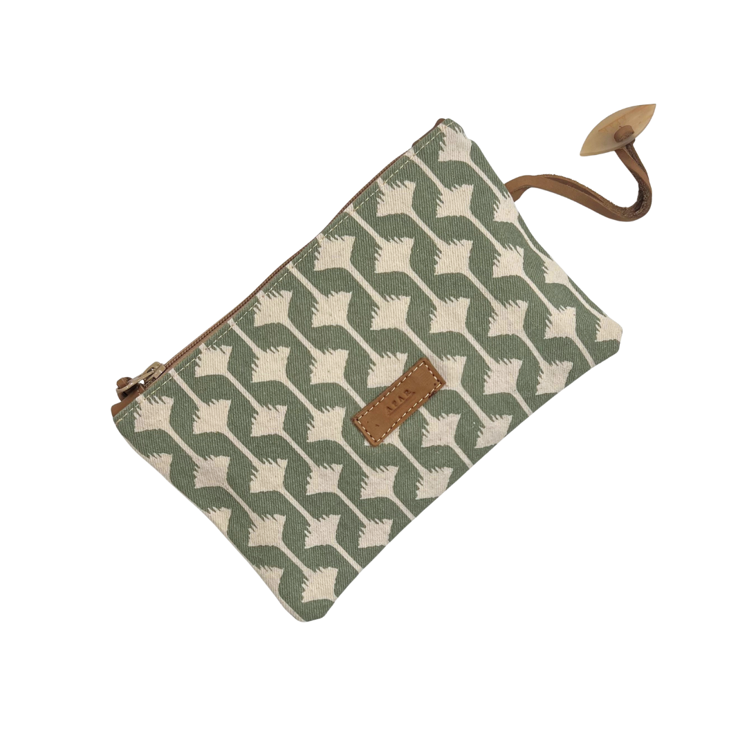 Canvas Pouch - Green Papyrus