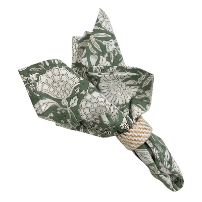 Block Print Napkin - Floral Sage Green