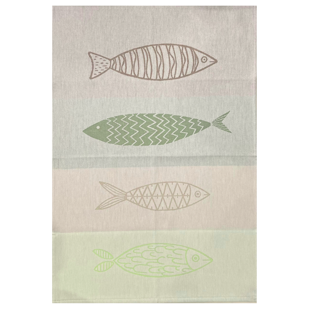 Tea Towel - Green Sardine Jacquard