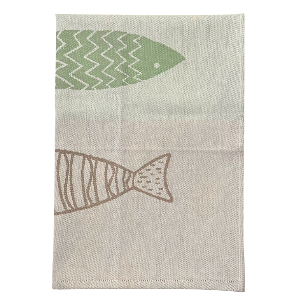 Tea Towel - Green Sardine Jacquard