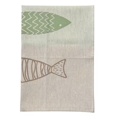 Tea Towel - Green Sardine Jacquard