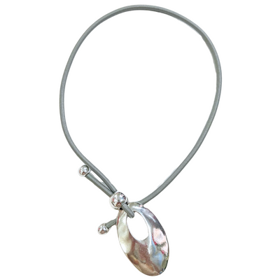 Oval Pull-Through Necklace - Grey