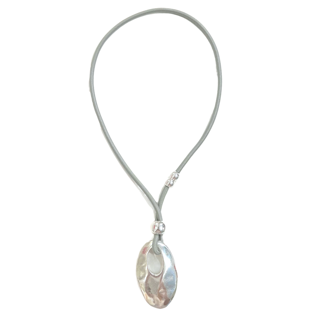 Oval Pull-Through Necklace - Grey