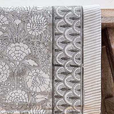 Block Print Napkin - Floral Canadian Grey