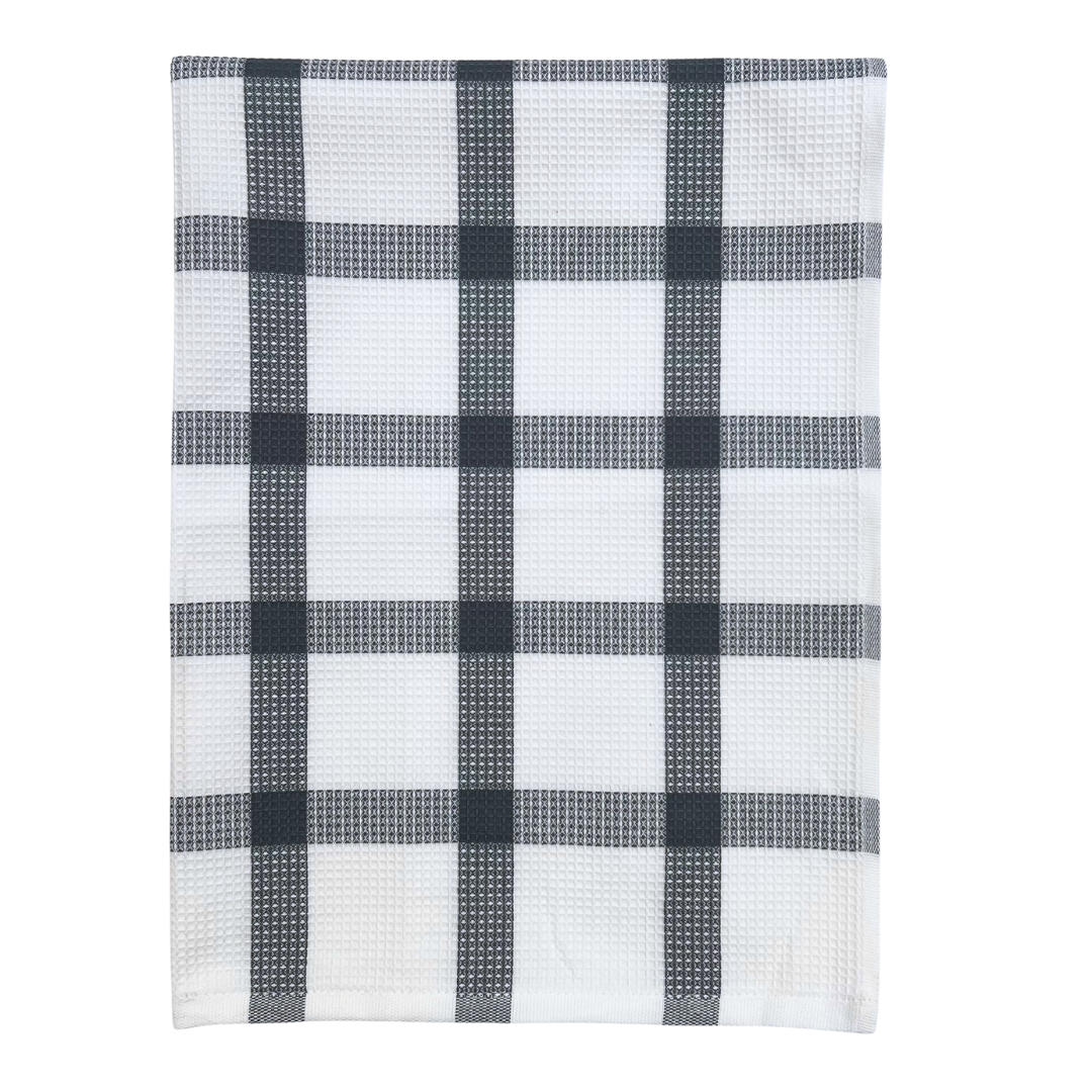 Tea Towel - Grey Check waffle