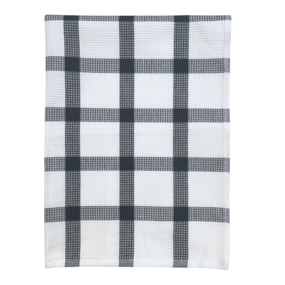 Tea Towel - Grey Check waffle