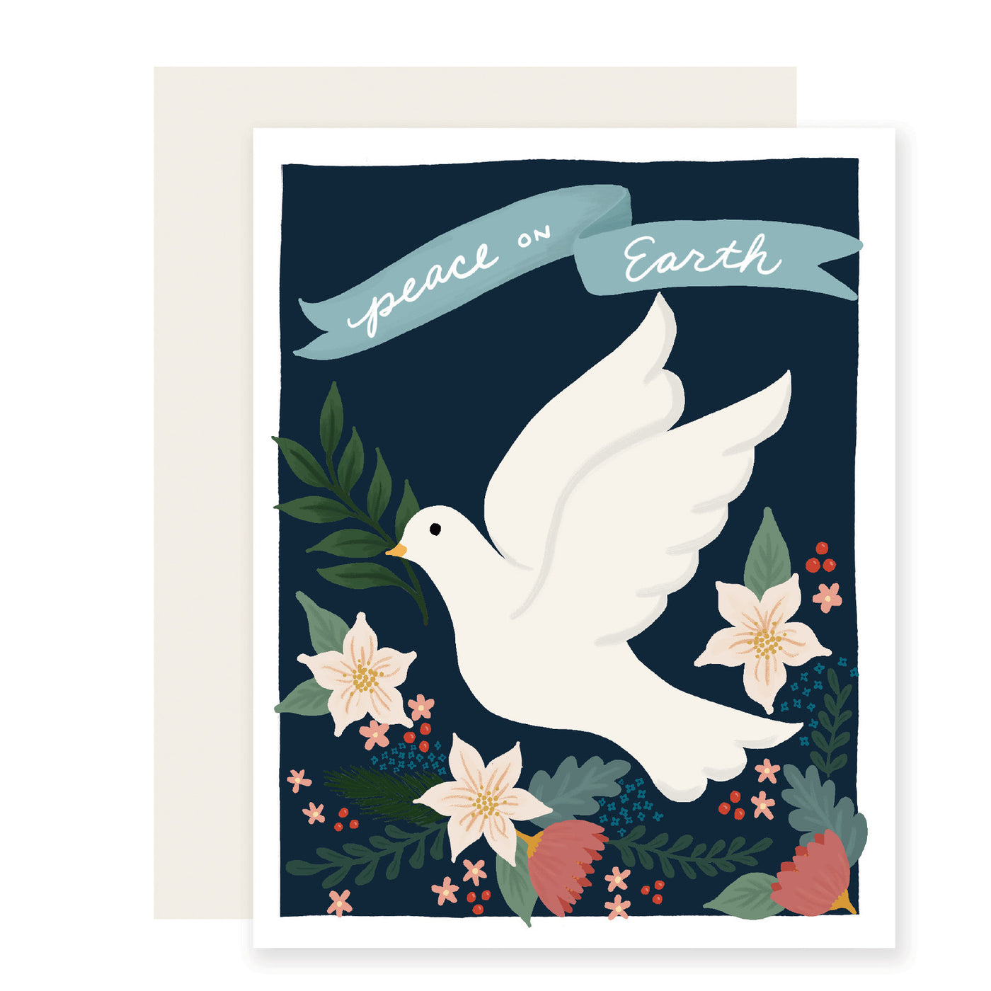 Christmas Card - Peace Floral Dove