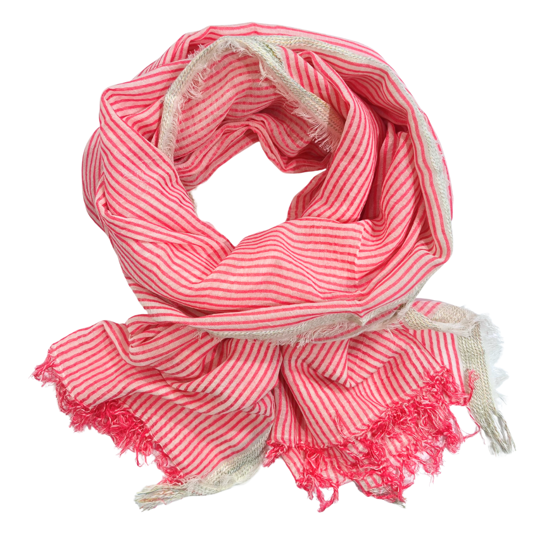 Sarong/Scarf - Cotton Modal Hot Pink Stripe