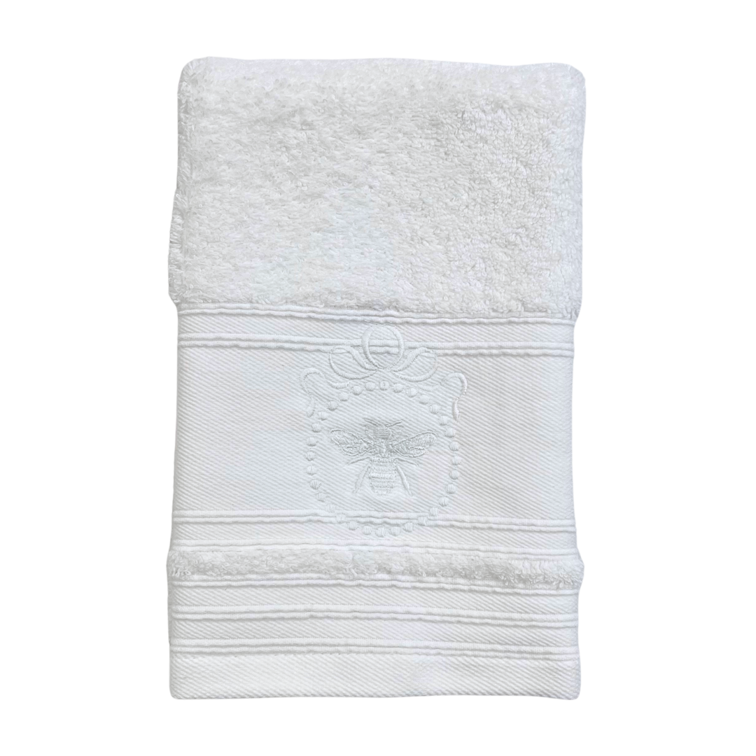 Hand Towel - White Bee
