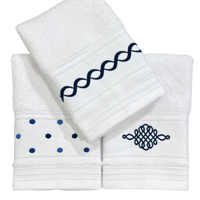 Hand Towel - Navy Dot