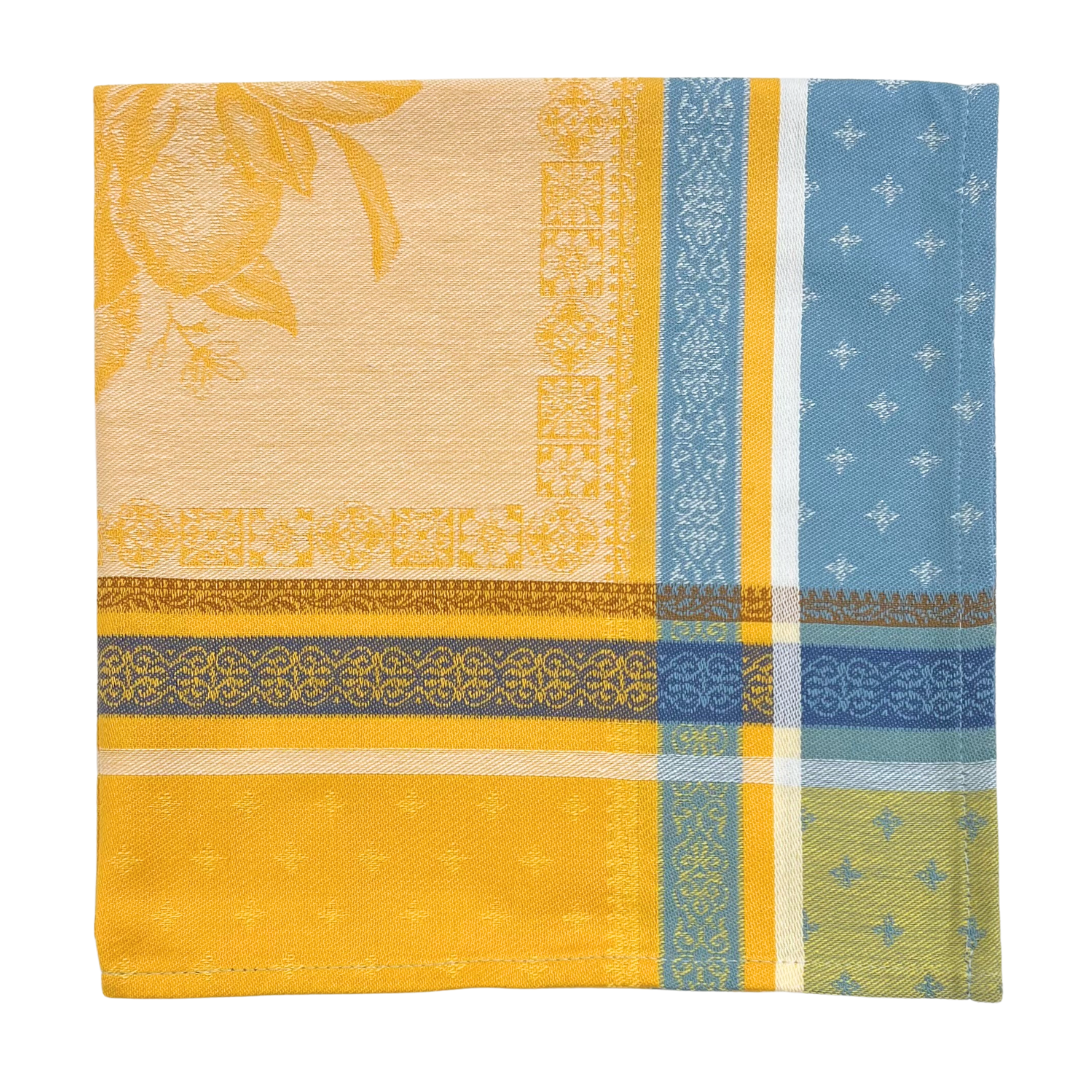 Cotton Jacquard Napkin - Cedrat Yellow & Blue