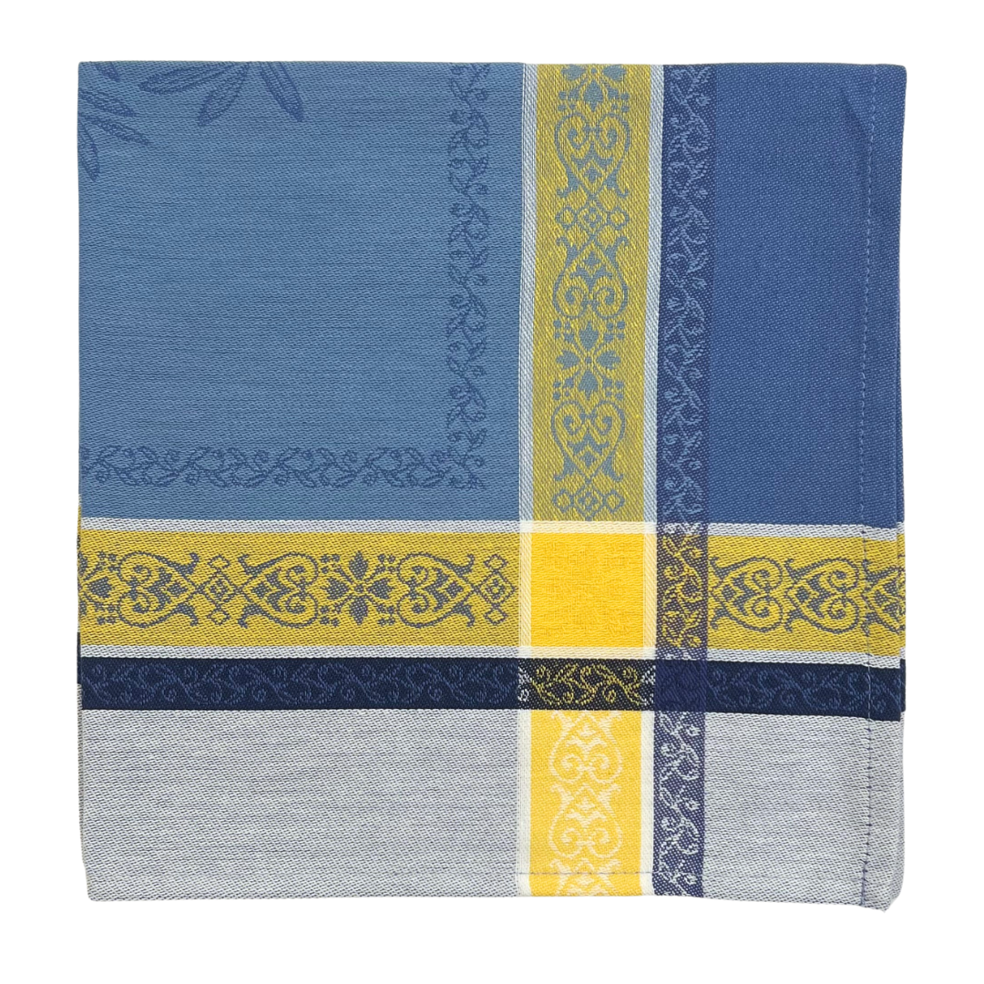 Cotton Jacquard Napkin - Olive Blue & Yellow