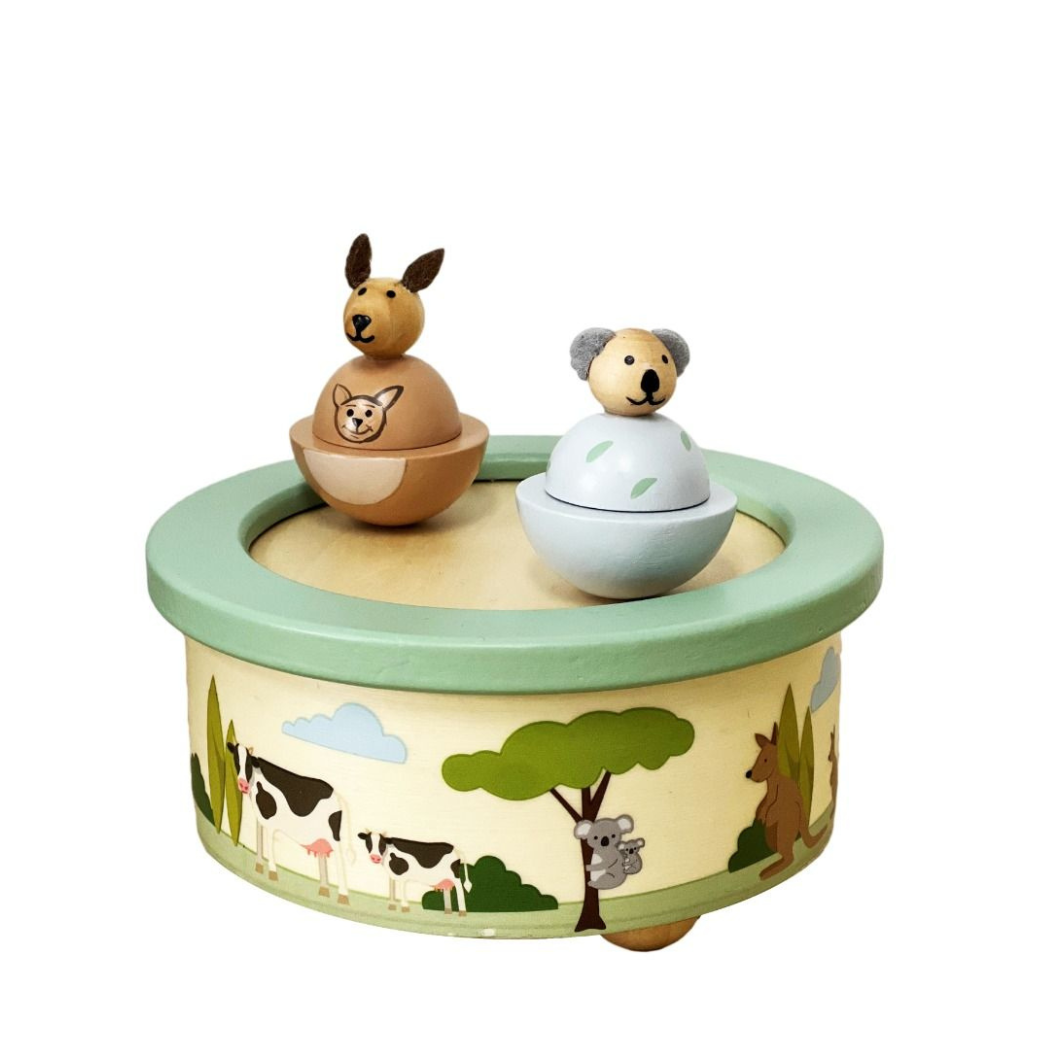 Wooden Kangaroo & Koala Music Box