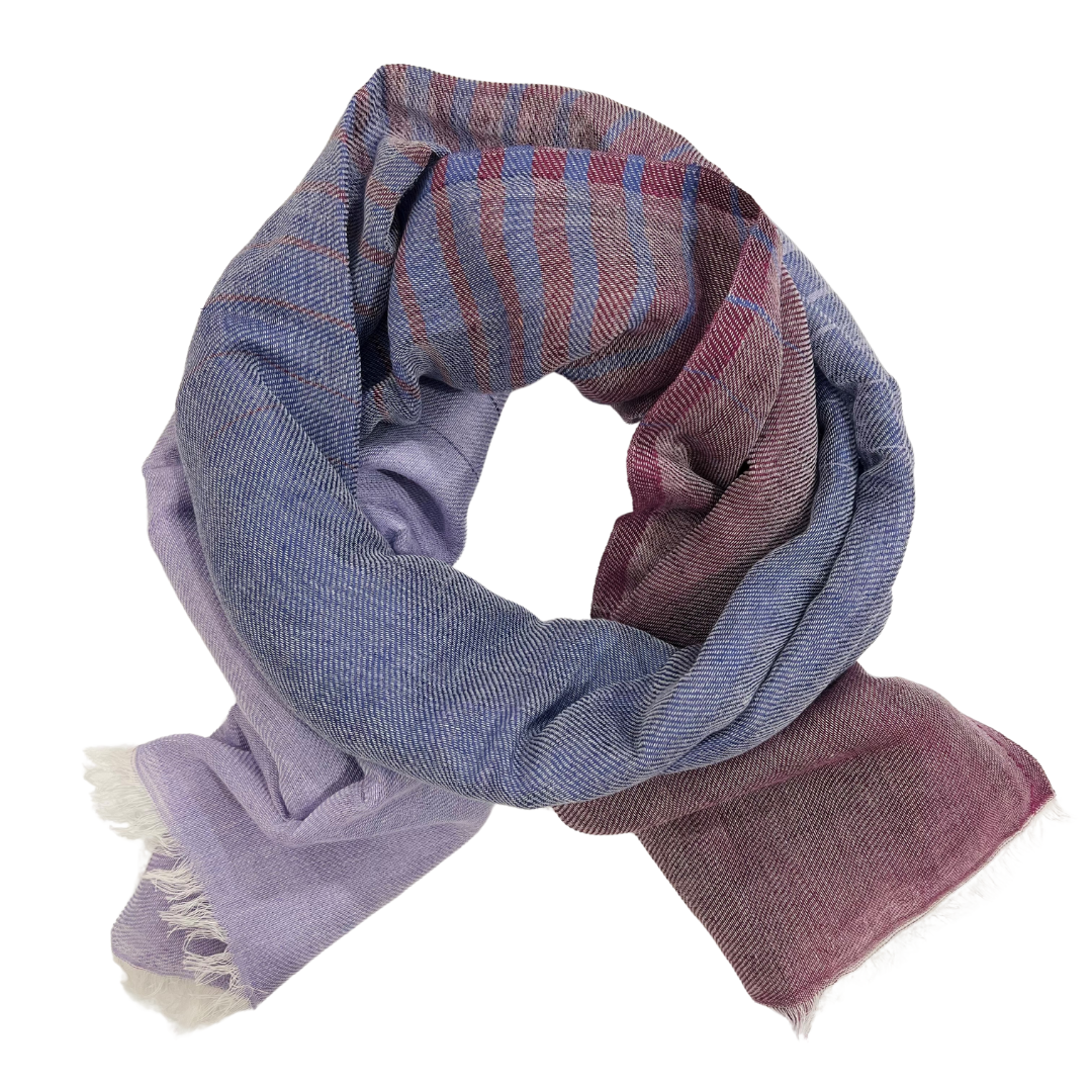 Scarf - Linen & Cotton Stripe Purple