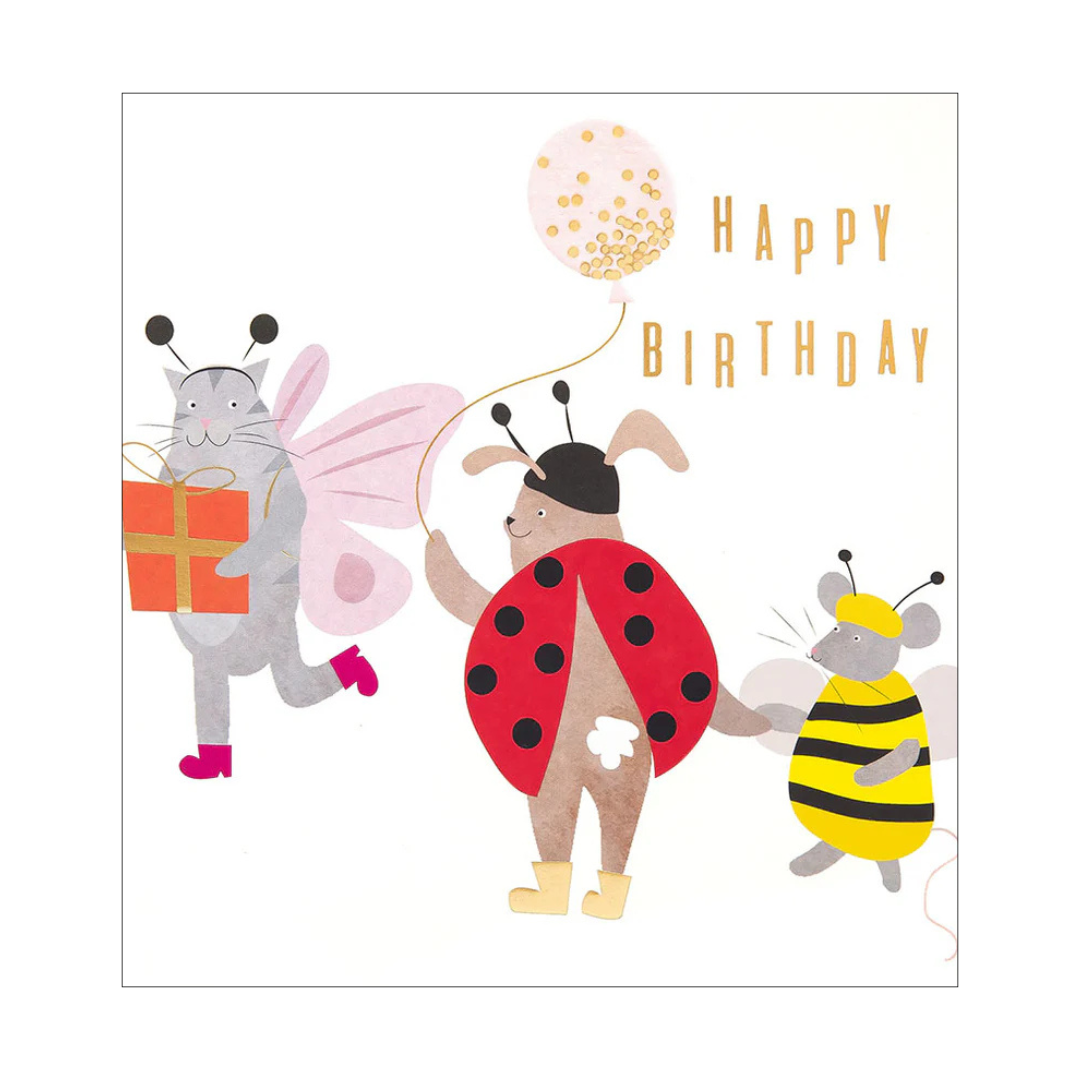 Card - Birthday Butterfly Lady Bird Bee