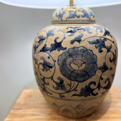 Ceramic Lamp Base - Floral Medium #1 (available in-store only)
