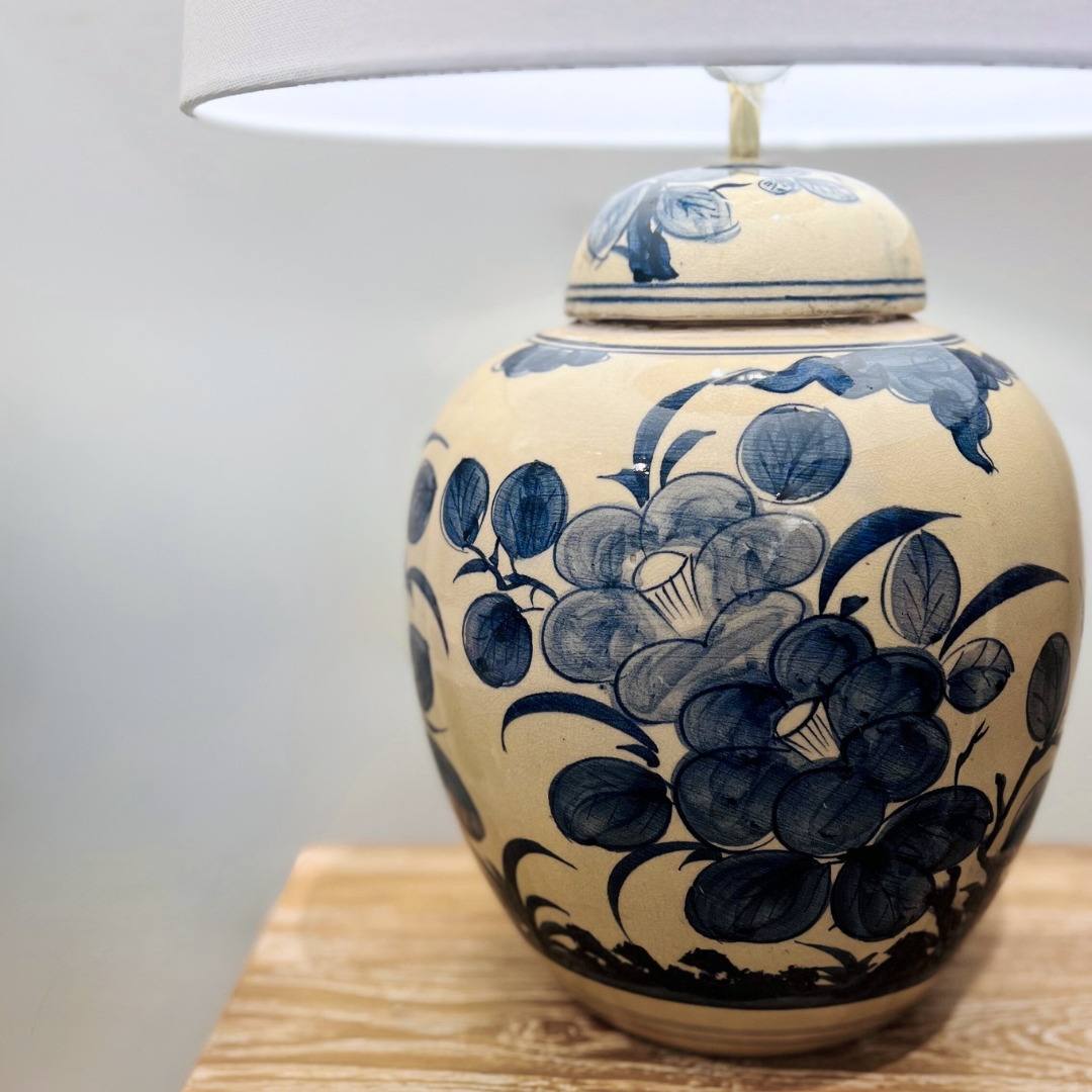 Ceramic Lamp Base - Floral Medium #3 (available in-store only)