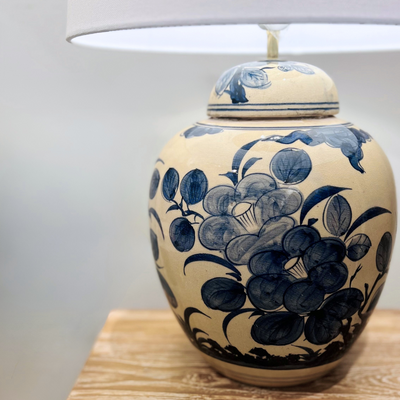 Ceramic Lamp Base - Floral Medium #3 (available in-store only)