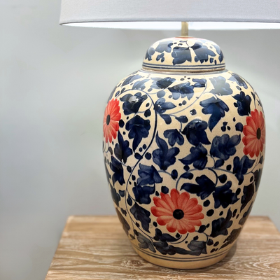 Ceramic Lamp Base - Floral Large #3 (available in-store only)