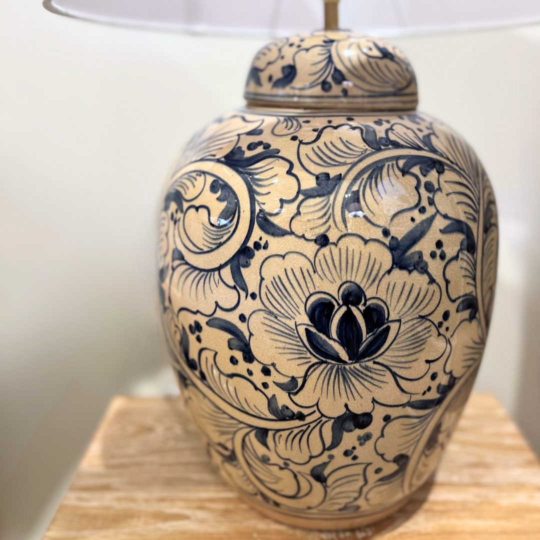 Ceramic Lamp Base - Floral Large #1 (available in-store only)