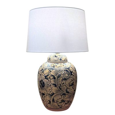 Ceramic Lamp Base - Floral Large #1 (available in-store only)
