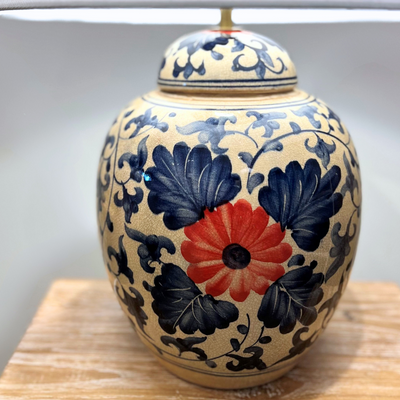Ceramic Lamp Base - Floral Small #1 (available in-store only)