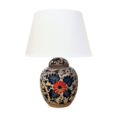 Ceramic Lamp Base - Floral Small #1 (available in-store only)