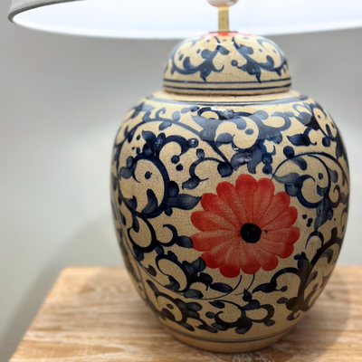 Ceramic Lamp Base - Floral Small #2 (available in-store only)