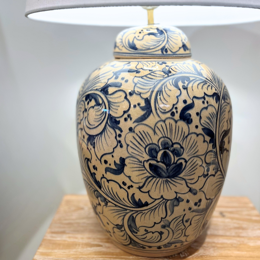 Ceramic Lamp Base - Floral Large #2 (available in-store only)