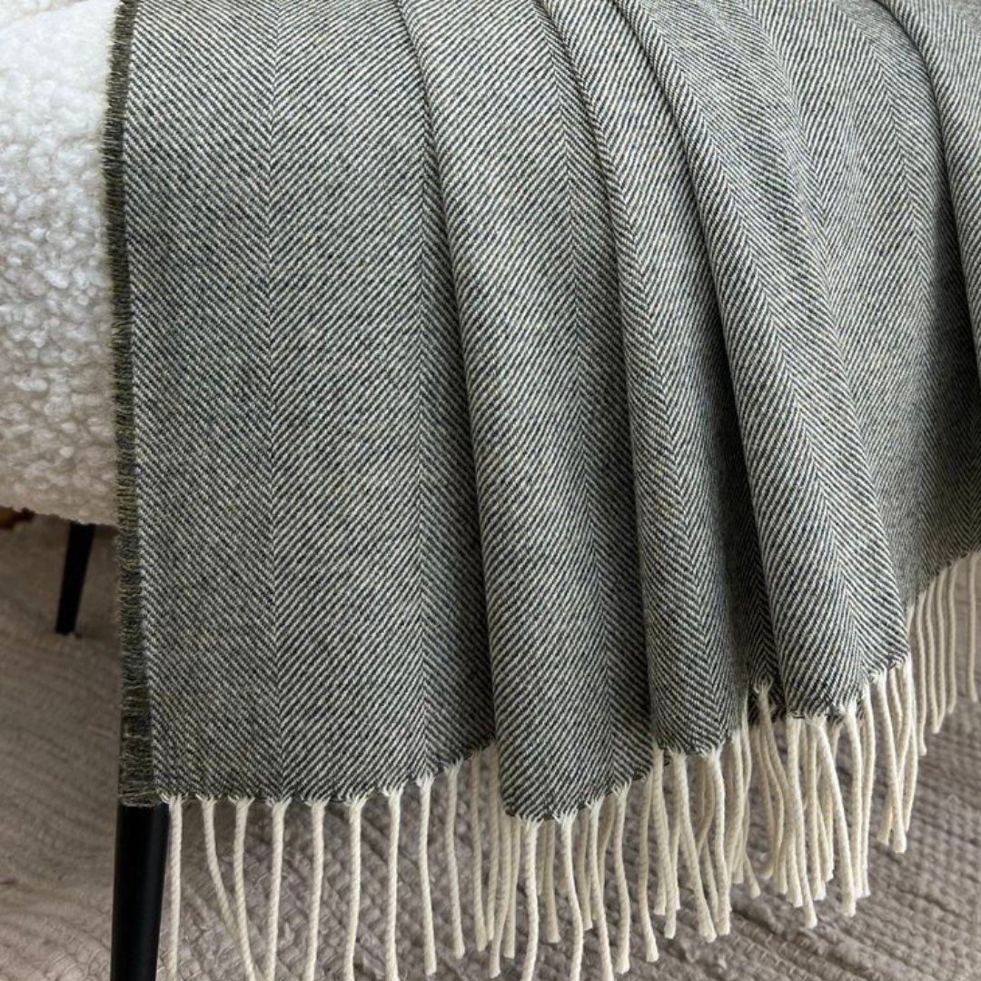 Lambswool Throw - Landscape/Olive